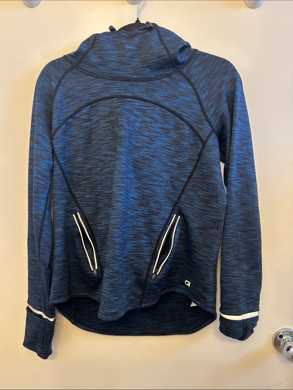 GAP Blue Marled Performance Hoodie with Contrast Zippers